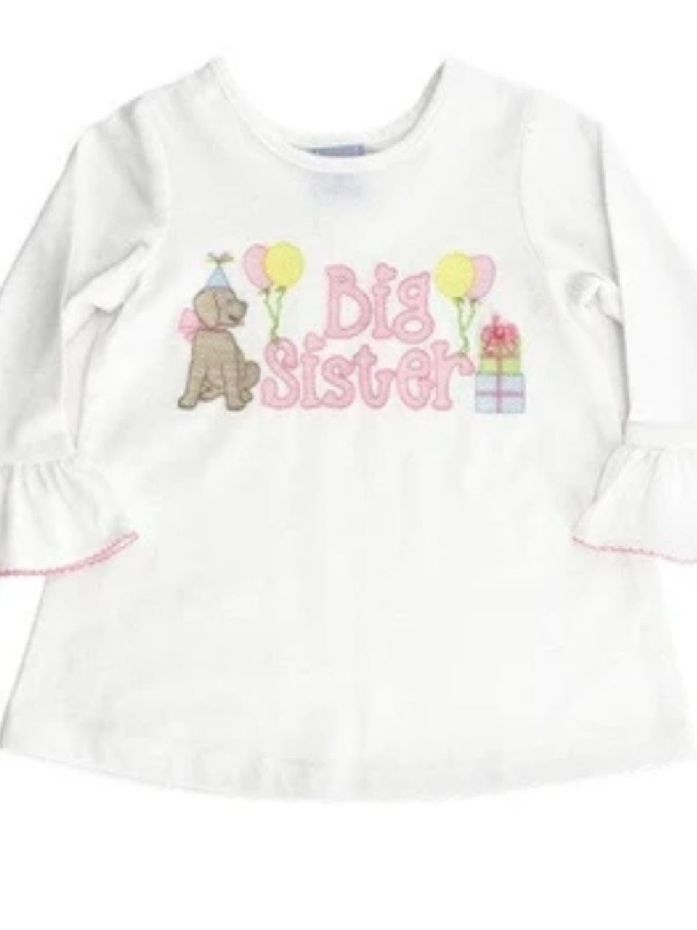 White Big Sister Long Sleeve Tee for Kids